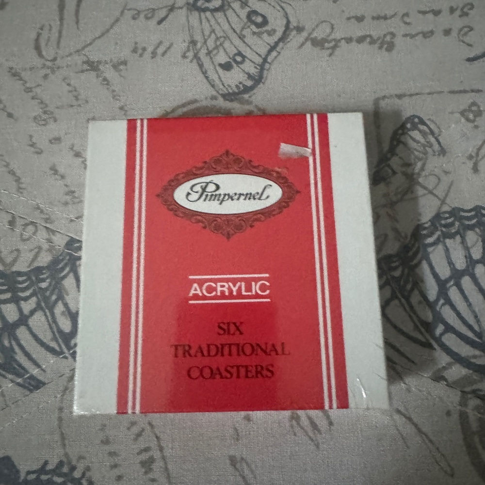 New Unopened Pimpernel Acrylic Six Traditional Coaster English C/Side